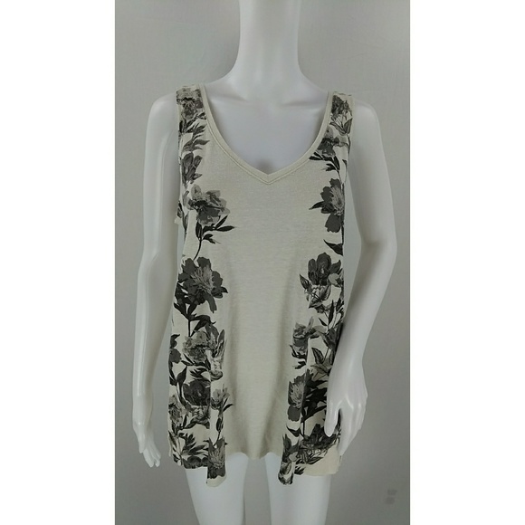 Lucky Brand Tops - Lucky brand floral tunic tank cream black medium